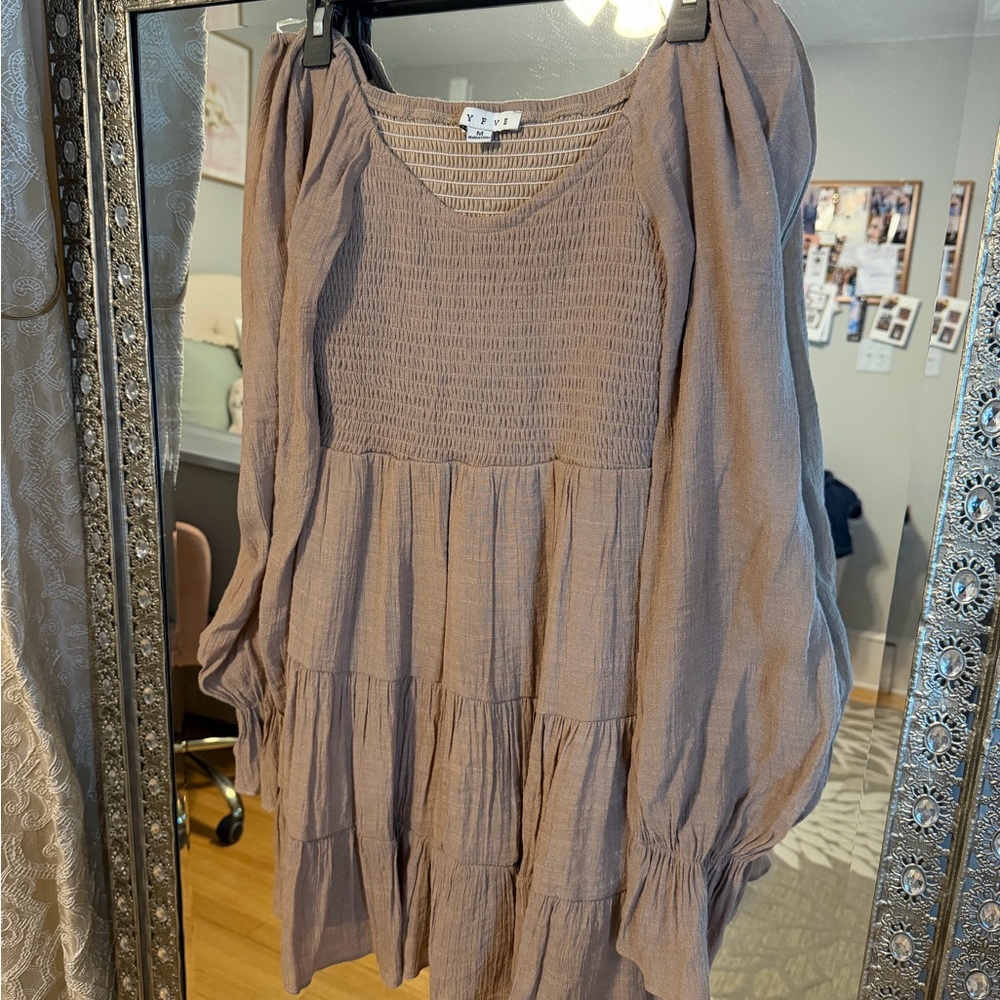 Women's Brown Smocked Dress
